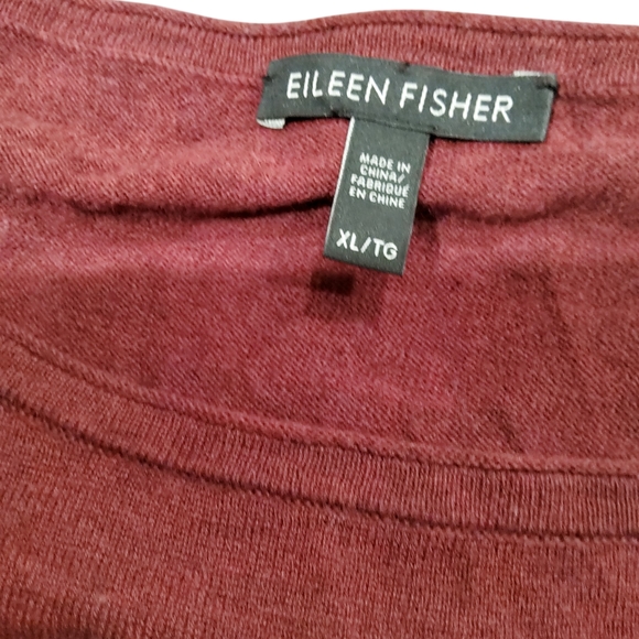 Eileen Fisher Merino-Wool Blend Tunic Knit Top Wine , Size XL. - Picture 11 of 13